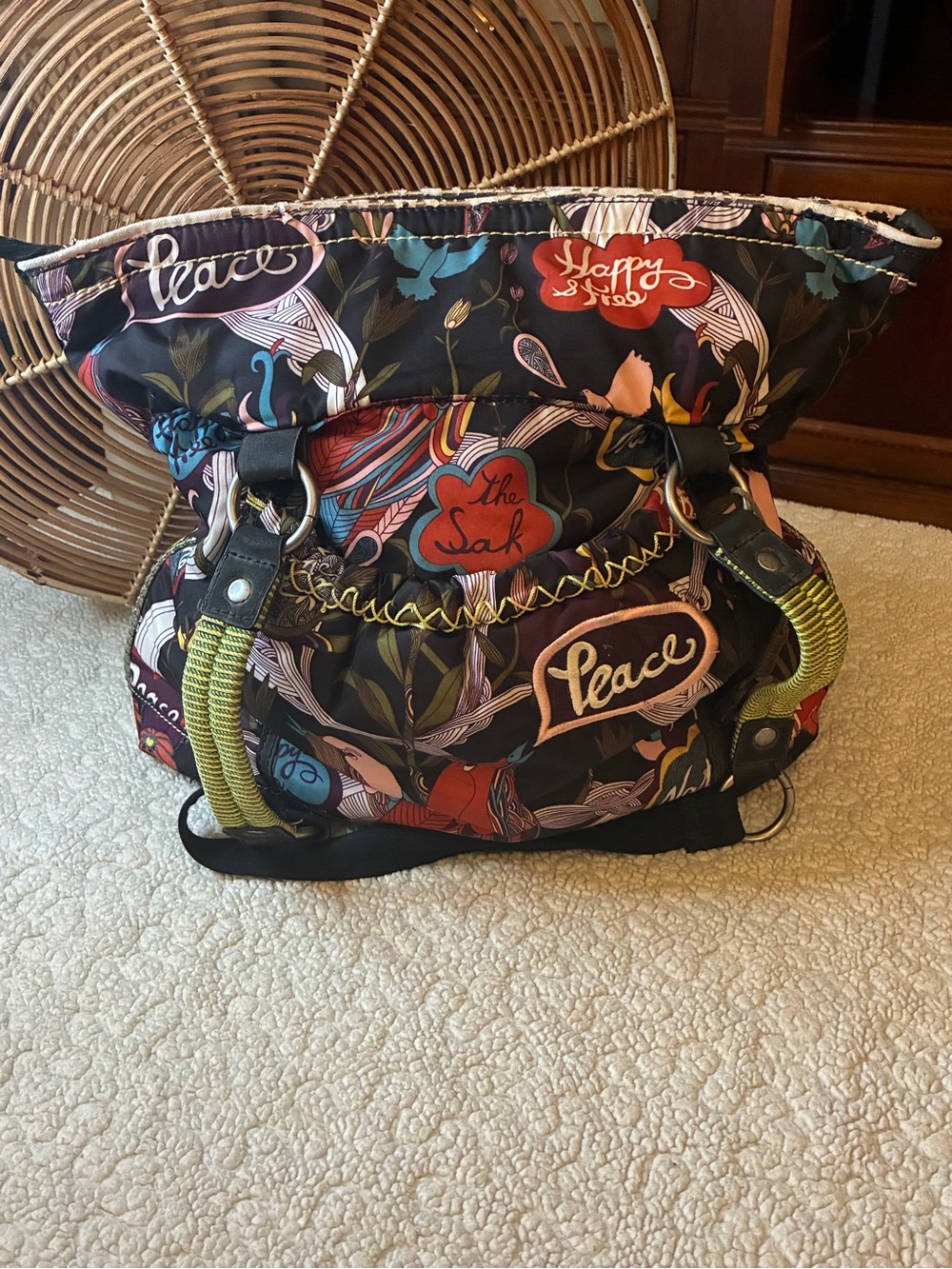 The Sak Peace Nature Floral Nylon Shoulder Tote Bag Multicolor